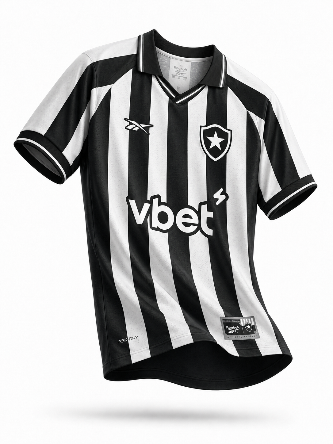 Camisa Botafogo Casa 2026 listrada em preto e branco