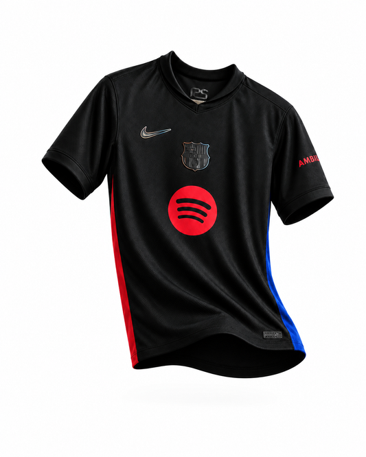 Camisa Barcelona Visitante 24-25 preta vista frontal